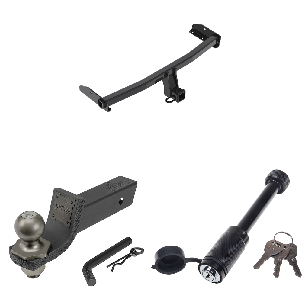 Fits 2012-2020 Dodge Journey Trailer Hitch Tow PKG + Interlock Tactical Starter Kit w/ 2" Drop & 2" Ball + Tactical Dogbone Lock (Excludes: w/LED Taillights Models) By Reese Towpower