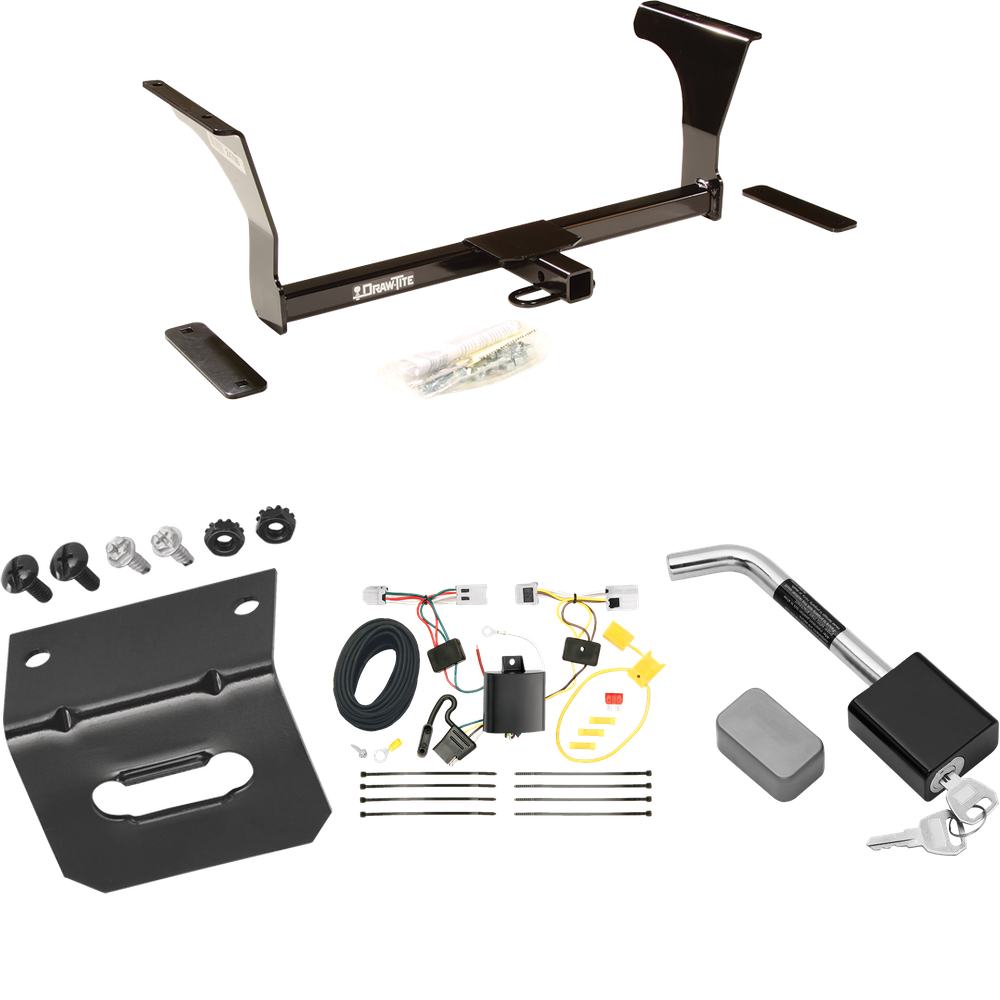 Se adapta al paquete de enganche de remolque Nissan Altima 2022-2023 con arnés de cableado plano de 4 + soporte de cableado + bloqueo de enganche (para modelos sedán) de Draw-Tite