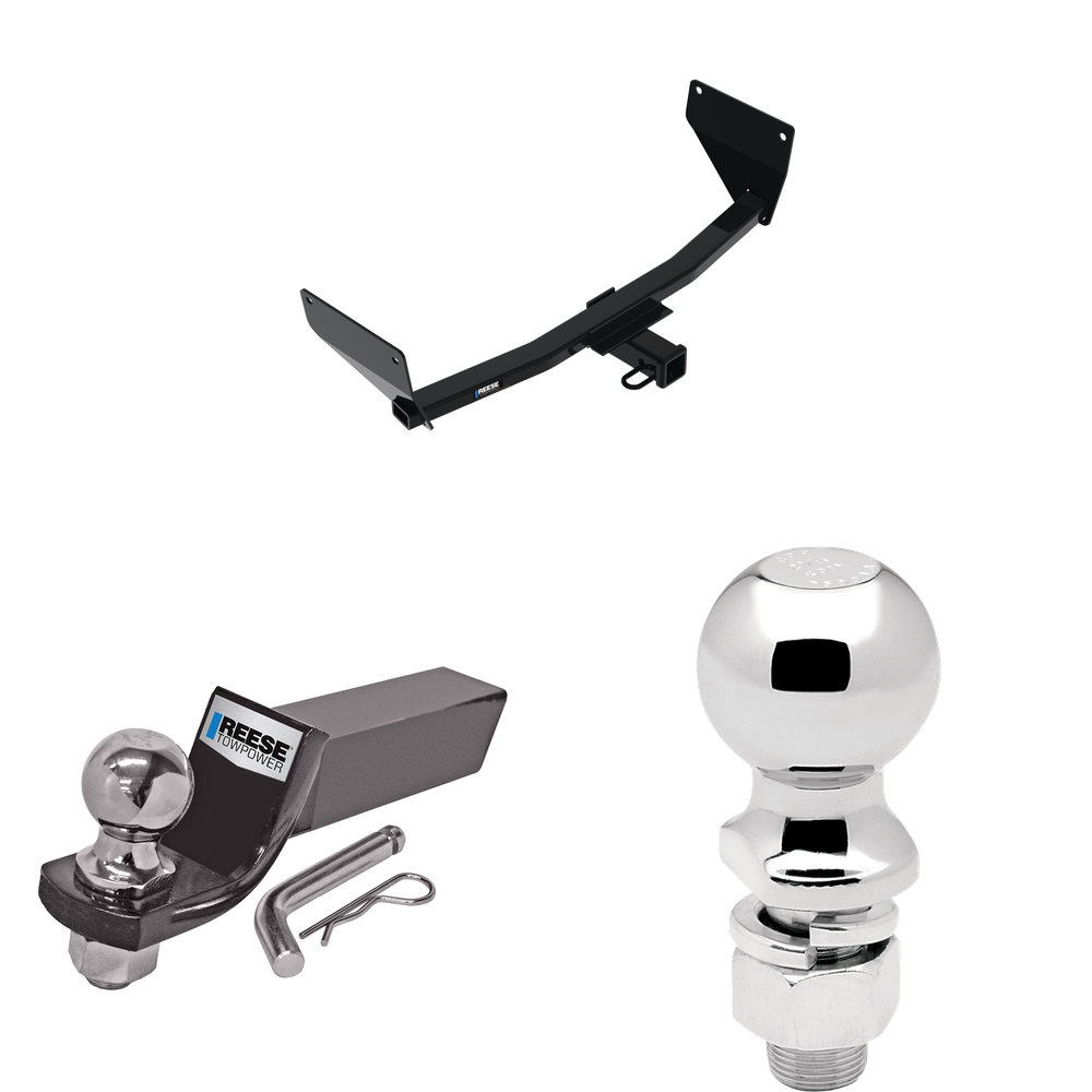 Fits 2021-2023 Toyota Venza Trailer Hitch Tow PKG w/ Starter Kit Ball Mount w/ 2" Drop & 2" Ball + 2-5/16" Ball By Reese Towpower