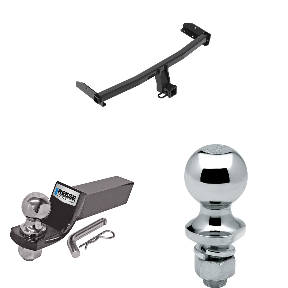 Fits 2009-2010 Dodge Journey Trailer Hitch Tow PKG w/ Starter Kit Ball Mount w/ 2" Drop & 2" Ball + 1-7/8" Ball By Reese Towpower