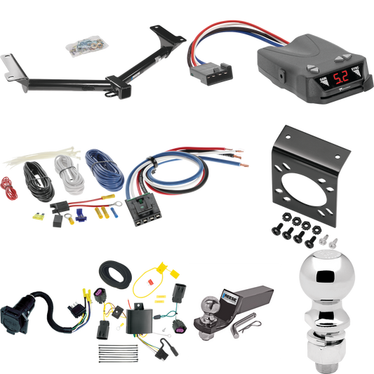 Fits 2012-2020 Dodge Journey Trailer Hitch Tow PKG w/ Tekonsha Brakeman IV Brake Control + Generic BC Wiring Adapter + 7-Way RV Wiring + 2" & 2-5/16" Ball & Drop Mount (Excludes: w/LED Taillights Models) By Reese Towpower