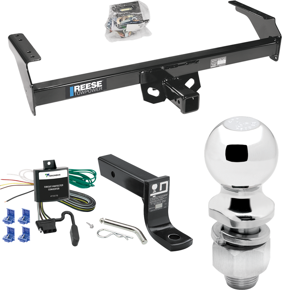 Fits 1995-1997 Nissan Pickup Trailer Hitch Tow PKG w/ 4-Flat Wiring + Ball Mount w/ 4" Drop + 2" Ball By Reese Towpower