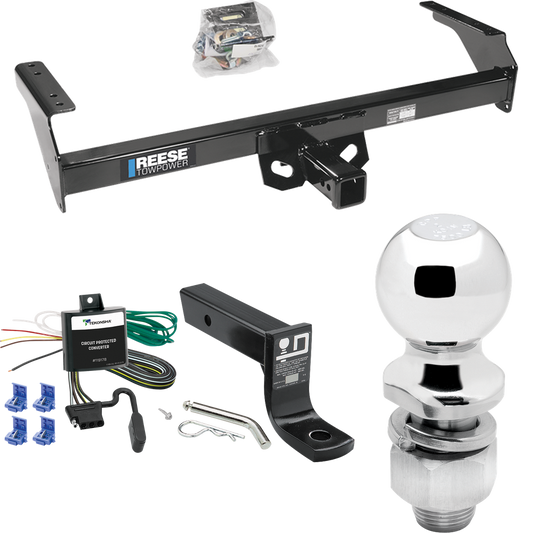 Fits 1995-1997 Nissan Pickup Trailer Hitch Tow PKG w/ 4-Flat Wiring + Ball Mount w/ 4" Drop + 2" Ball By Reese Towpower