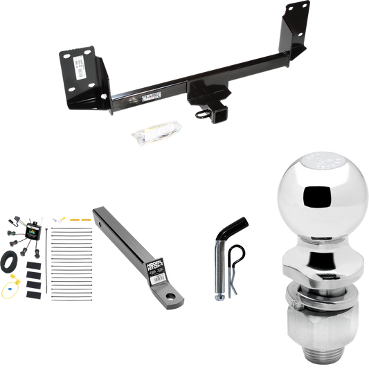 Fits 2007-2014 BMW X5 Trailer Hitch Tow PKG w/ 4-Flat Zero Contact "No Splice" Wiring + Extended 16" Long Ball Mount w/ 2" Drop + Pin/Clip + 2" Ball (Excludes: M Sport Package Models) By Draw-Tite