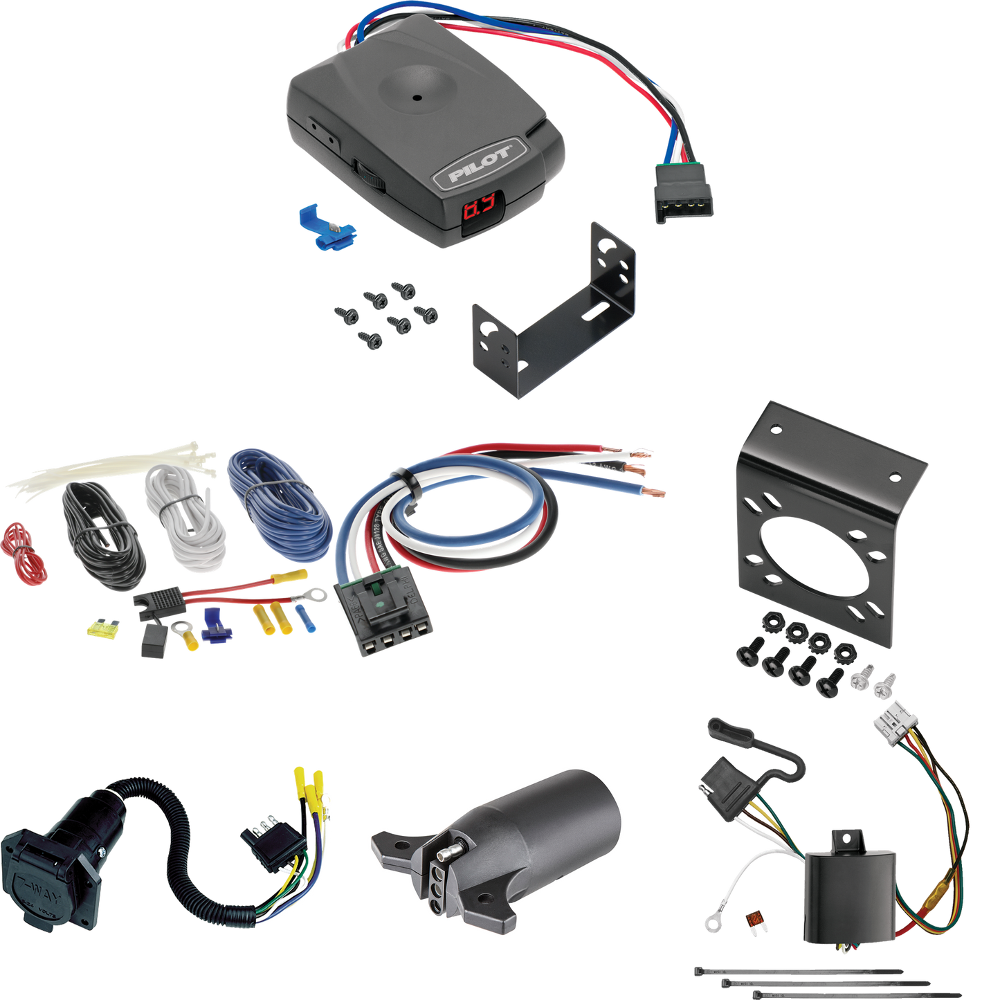 Fits 2005-2010 Honda Odyssey 7-Way RV Wiring + Pro Series Pilot Brake Control + Generic BC Wiring Adapter + 7-Way to 4-Way Adapter By Tekonsha