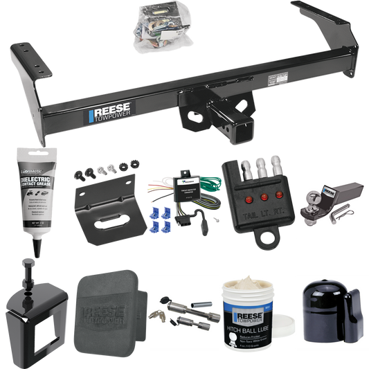 Fits 1995-1997 Nissan Pickup Trailer Hitch Tow PKG w/ 4-Flat Wiring + Starter Kit Ball Mount w/ 2" Drop & 2" Ball + 1-7/8" Ball + Wiring Bracket + Dual Hitch & Coupler Locks + Hitch Cover + Wiring Tester + Ball Lube + Electric Grease + Ball Wrench +