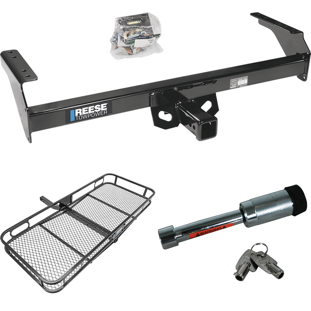 Fits 1995-1997 Nissan Pickup Trailer Hitch Tow PKG w/ 60" x 24" Cargo Carrier + Hitch Lock By Reese Towpower