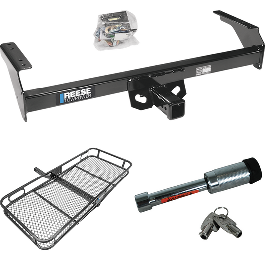 Fits 1995-1997 Nissan Pickup Trailer Hitch Tow PKG w/ 60" x 24" Cargo Carrier + Hitch Lock By Reese Towpower