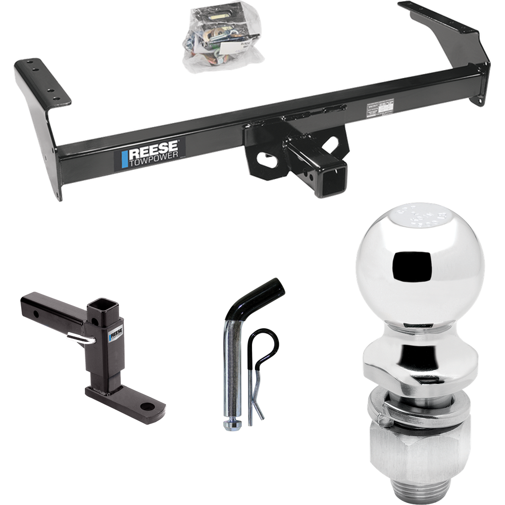 Fits 1988-1994 Nissan D21 Trailer Hitch Tow PKG w/ Adjustable Drop Rise Ball Mount + Pin/Clip + 2" Ball By Reese Towpower