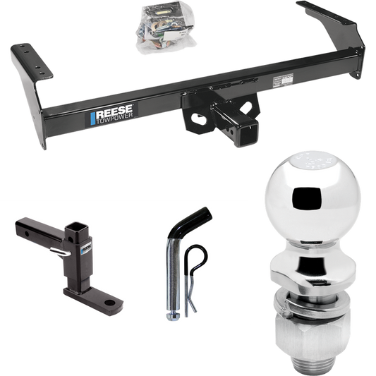 Fits 1988-1994 Nissan D21 Trailer Hitch Tow PKG w/ Adjustable Drop Rise Ball Mount + Pin/Clip + 2" Ball By Reese Towpower