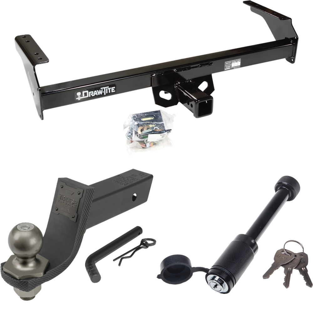 Fits 1995-1997 Nissan Pickup Trailer Hitch Tow PKG + Interlock Tactical Starter Kit w/ 3-1/4" Drop & 2" Ball + Tactical Dogbone Lock By Draw-Tite