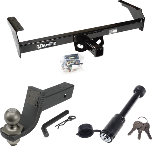 Fits 1995-1997 Nissan Pickup Trailer Hitch Tow PKG + Interlock Tactical Starter Kit w/ 3-1/4" Drop & 2" Ball + Tactical Dogbone Lock By Draw-Tite