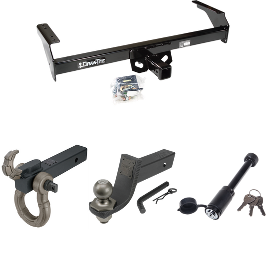 Fits 1988-1994 Nissan D21 Trailer Hitch Tow PKG + Interlock Tactical Starter Kit w/ 3-1/4" Drop & 2" Ball + Tactical Hook & Shackle Mount + Tactical Dogbone Lock By Draw-Tite