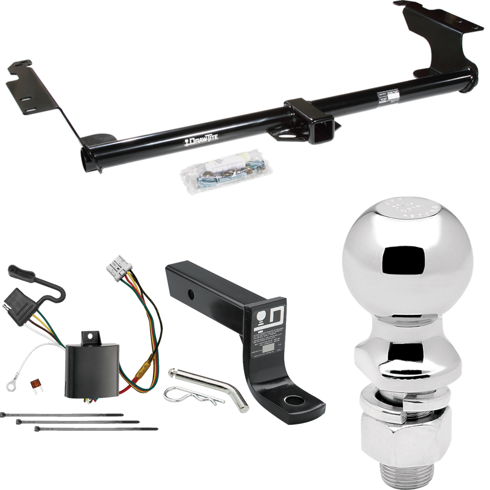 Fits 2005-2010 Honda Odyssey Trailer Hitch Tow PKG w/ 4-Flat Wiring + Ball Mount w/ 4" Drop + 2-5/16" Ball By Draw-Tite