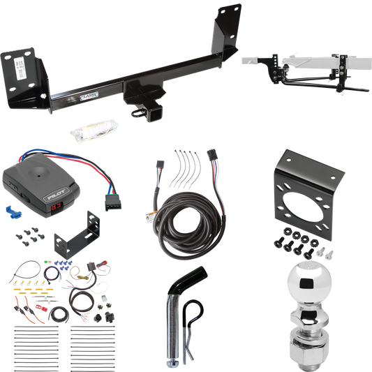 Fits 2007-2014 BMW X5 Trailer Hitch Tow PKG w/ 6K Round Bar Weight Distribution Hitch w/ 2-5/16" Ball + 2" Ball + Pin/Clip + Pro Series Pilot Brake Control + Plug & Play BC Adapter + 7-Way RV Wiring (Excludes: M Sport Package Models) By Draw-Tite