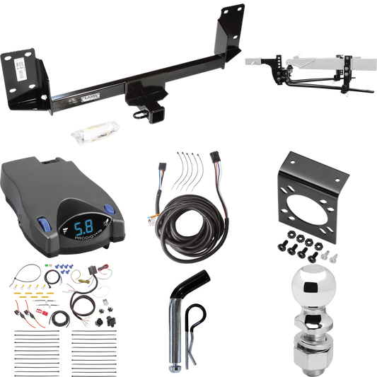 Fits 2007-2014 BMW X5 Trailer Hitch Tow PKG w/ 6K Round Bar Weight Distribution Hitch w/ 2-5/16" Ball + 2" Ball + Pin/Clip + Tekonsha Prodigy P2 Brake Control + Plug & Play BC Adapter + 7-Way RV Wiring (Excludes: M Sport Package Models) By Draw-Tite