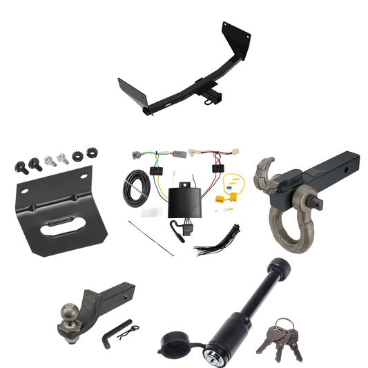 Fits 2021-2023 Toyota Venza Trailer Hitch Tow PKG w/ 4-Flat Wiring + Interlock Tactical Starter Kit w/ 2" Drop & 2" Ball + Tactical Hook & Shackle Mount + Tactical Dogbone Lock + Wiring Bracket By Reese Towpower