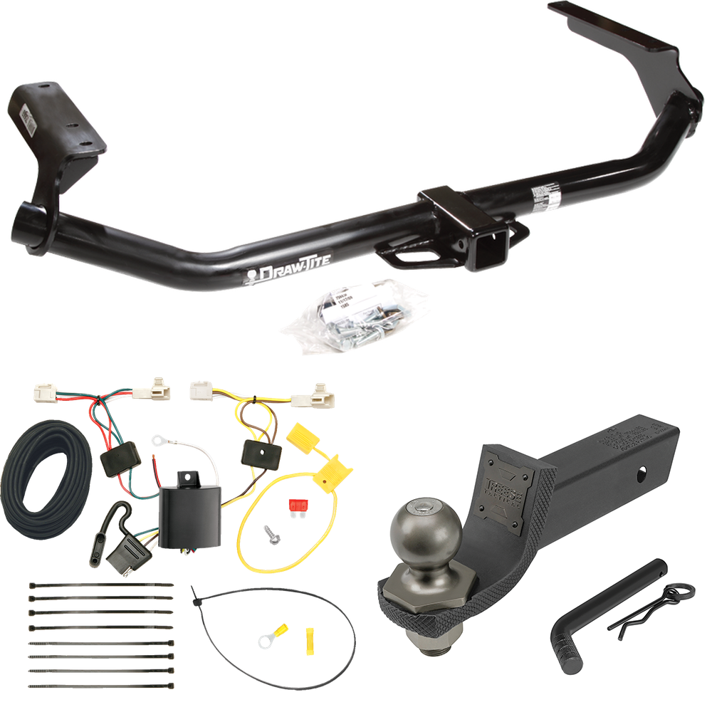 Fits 2009-2016 Toyota Venza Trailer Hitch Tow PKG w/ 4-Flat Wiring + Interlock Tactical Starter Kit w/ 2" Drop & 2" Ball By Draw-Tite