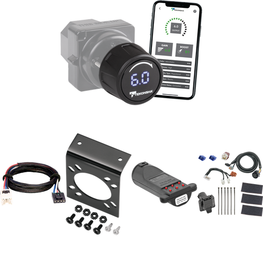 Se adapta al cableado de RV de 7 vías Suzuki Equator 2009-2012 + control de freno inalámbrico Bluetooth Tekonsha Prodigy iD + adaptador BC Plug &amp; Play + probador de 7 vías y emulador de remolque (solo para modelos (solo Canadá)) de Tekonsha