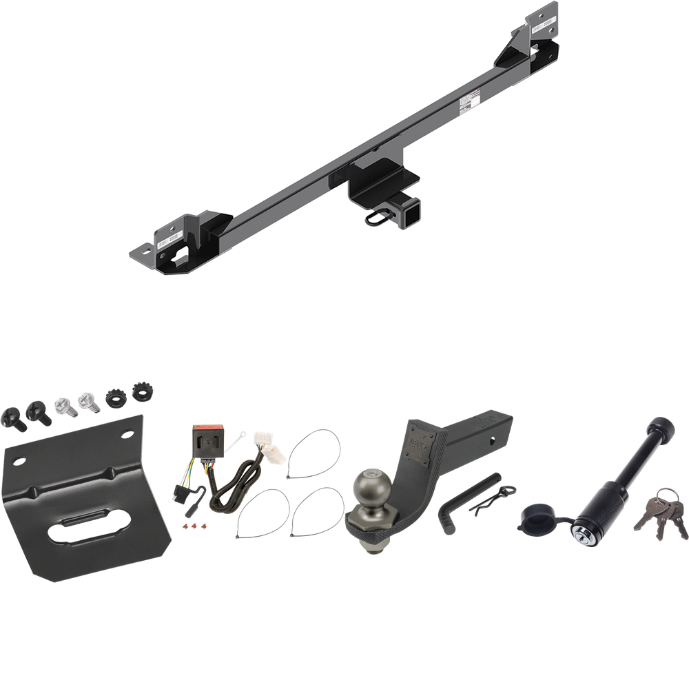 Fits 2011-2017 Honda Odyssey Trailer Hitch Tow PKG w/ 4-Flat Wiring + Interlock Tactical Starter Kit w/ 3-1/4" Drop & 2" Ball + Tactical Dogbone Lock + Wiring Bracket By Reese Towpower