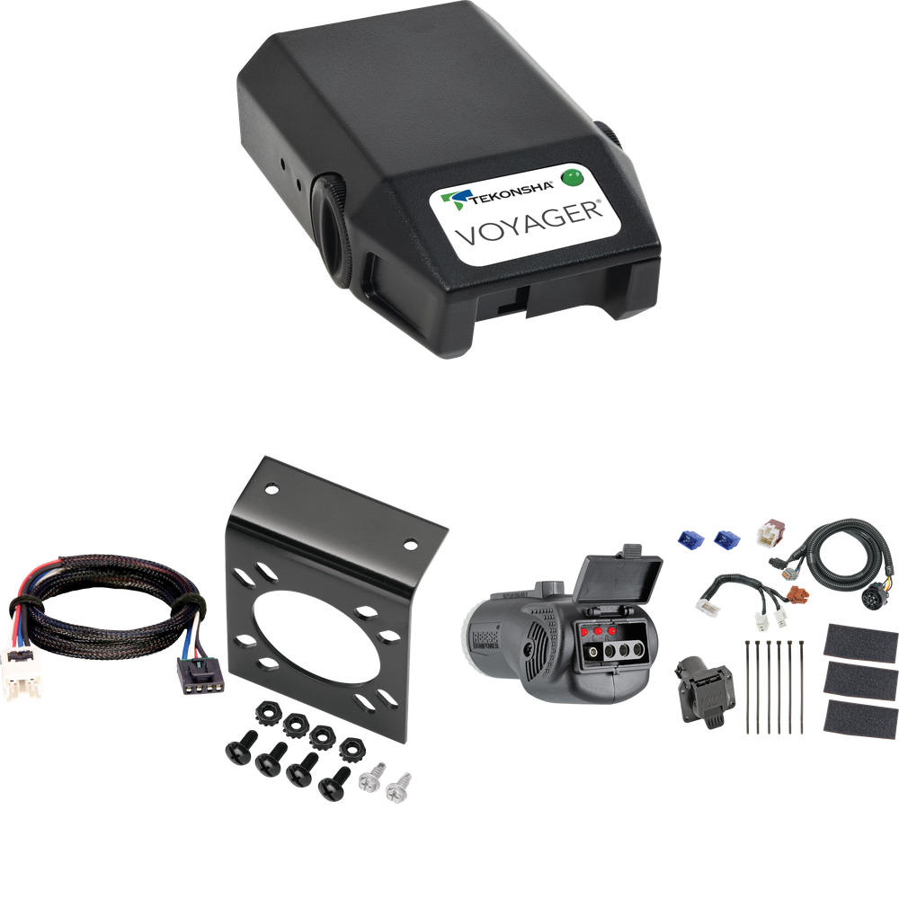 Se adapta al cableado de RV de 7 vías Nissan Frontier 2005-2023 + control de frenos Tekonsha Voyager + adaptador BC Plug &amp; Play + probador 2 en 1 y adaptador de 7 a 4 vías (para modelos (solo Canadá)) de Tekonsha