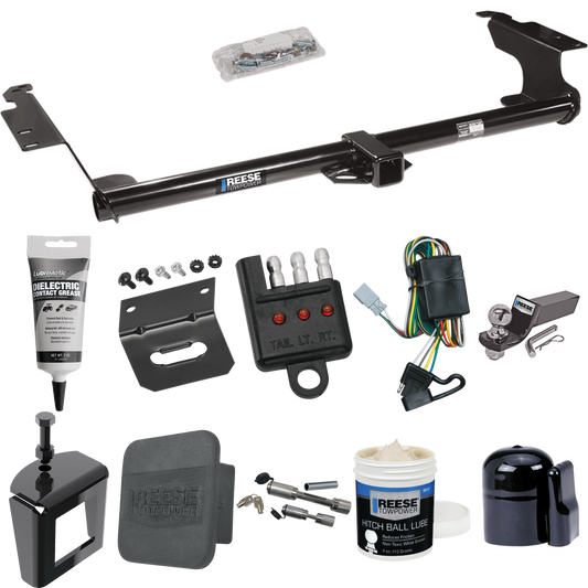 Fits 1999-2004 Honda Odyssey Trailer Hitch Tow PKG w/ 4-Flat Wiring + Starter Kit Ball Mount w/ 2" Drop & 2" Ball + 1-7/8" Ball + Wiring Bracket + Dual Hitch & Coupler Locks + Hitch Cover + Wiring Tester + Ball Lube + Electric Grease + Ball Wrench +
