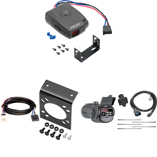 Se adapta al cableado de RV de 7 vías Nissan Xterra 2005-2015 + control de freno piloto serie Pro + adaptador BC Plug &amp; Play + probador 2 en 1 y adaptador de 7 a 4 vías (para modelos con paquete de remolque de fábrica) de Tekonsha