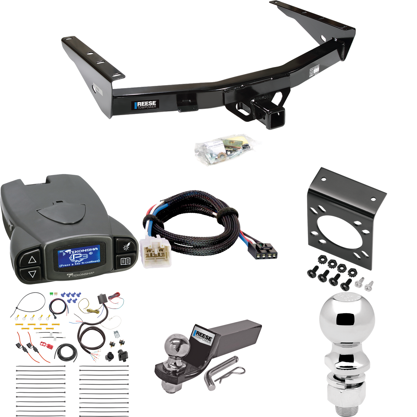 Fits 2003-2006 Toyota Tundra Trailer Hitch Tow PKG w/ Tekonsha Prodigy P3 Brake Control + Plug & Play BC Adapter + 7-Way RV Wiring + 2" & 2-5/16" Ball & Drop Mount By Reese Towpower