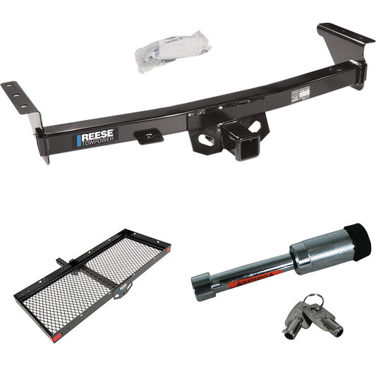 Fits 2009-2012 Suzuki Equator Trailer Hitch Tow PKG w/ 48" x 20" Cargo Carrier + Hitch Lock (For w/Factory Tow Package Models) By Reese Towpower