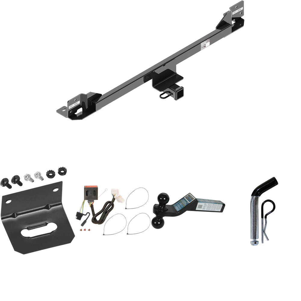 Fits 2011-2017 Honda Odyssey Trailer Hitch Tow PKG w/ 4-Flat Wiring Harness + Dual Ball Ball Mount 2" & 2-5/16" Trailer Balls + Pin/Clip +  Wiring Bracket By Reese Towpower