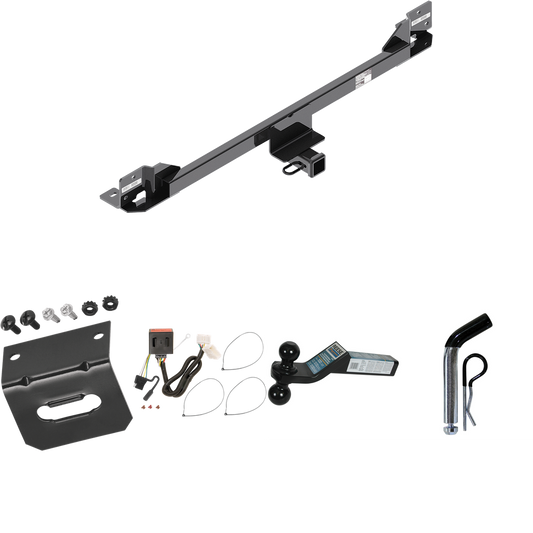 Fits 2011-2017 Honda Odyssey Trailer Hitch Tow PKG w/ 4-Flat Wiring Harness + Dual Ball Ball Mount 2" & 2-5/16" Trailer Balls + Pin/Clip +  Wiring Bracket By Reese Towpower