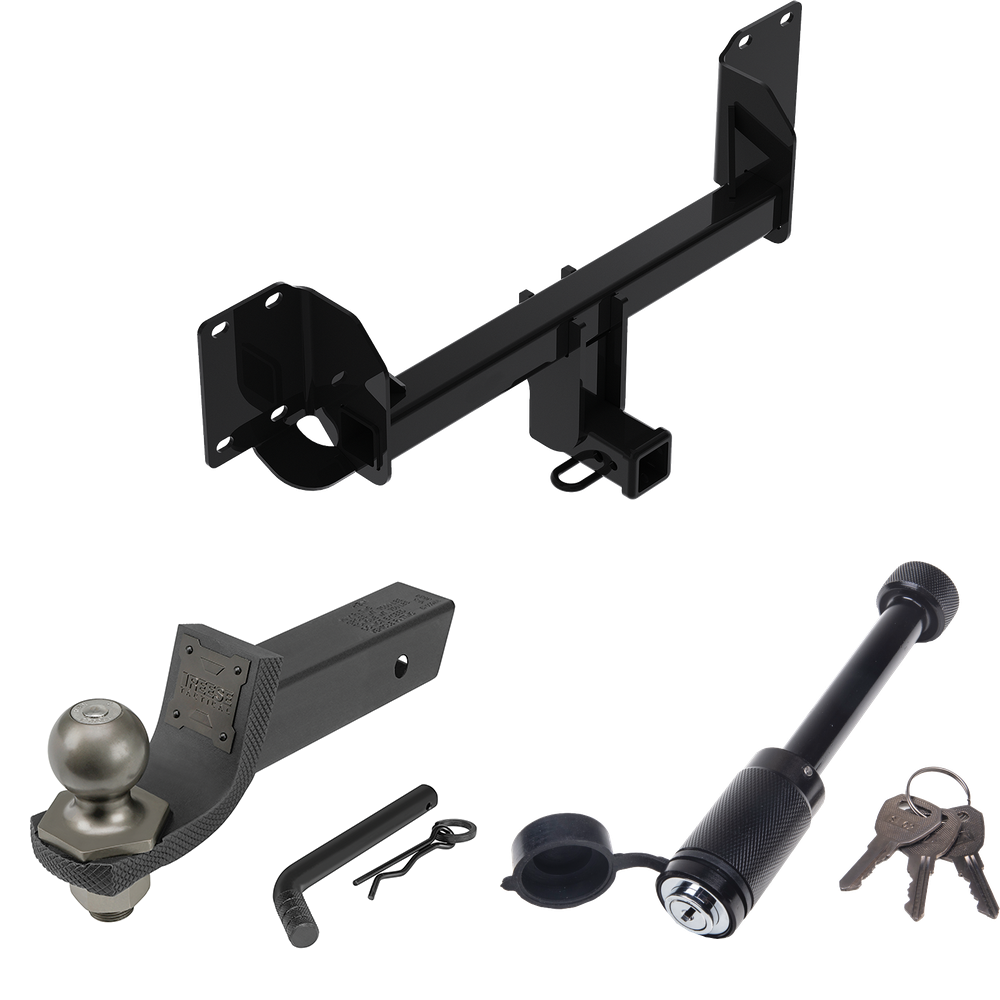 Fits 2019-2023 BMW X5 Trailer Hitch Tow PKG + Interlock Tactical Starter Kit w/ 2" Drop & 2" Ball + Tactical Dogbone Lock (Excludes: M Sport Package Models) By Reese Towpower