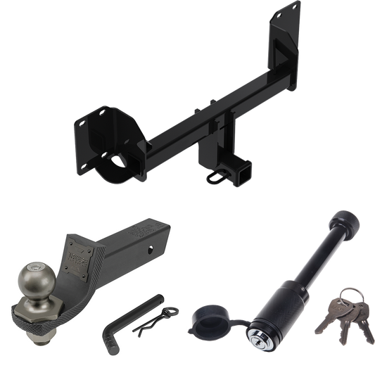 Fits 2019-2023 BMW X5 Trailer Hitch Tow PKG + Interlock Tactical Starter Kit w/ 2" Drop & 2" Ball + Tactical Dogbone Lock (Excludes: M Sport Package Models) By Reese Towpower