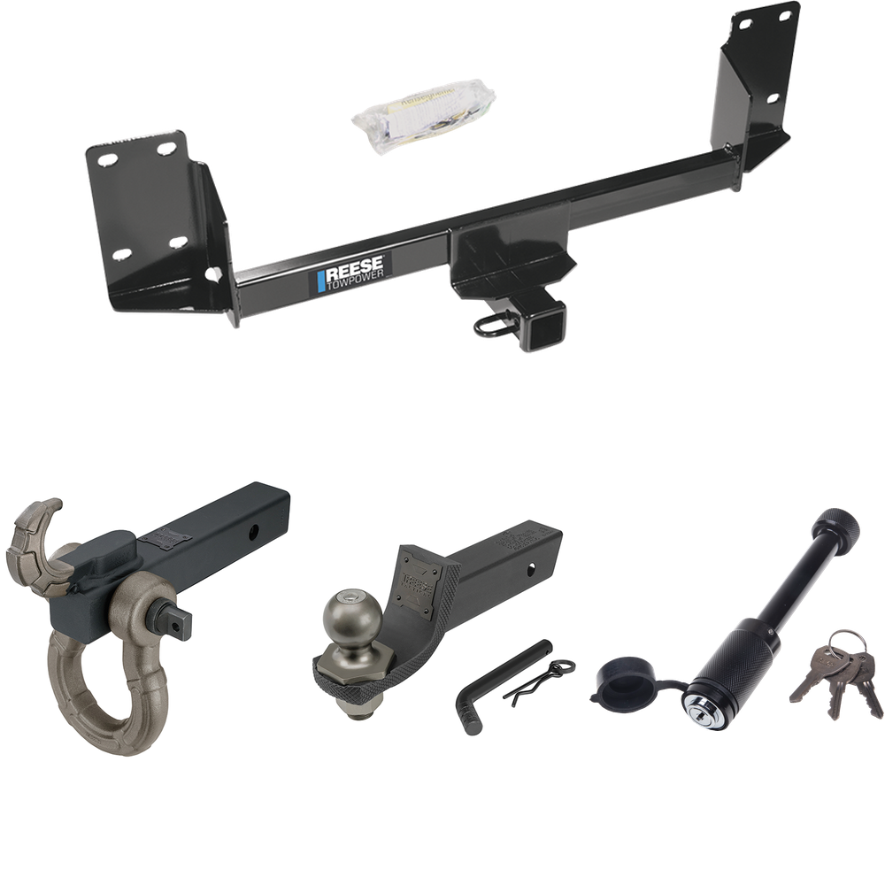 Fits 2007-2014 BMW X5 Trailer Hitch Tow PKG + Interlock Tactical Starter Kit w/ 2" Drop & 2" Ball + Tactical Hook & Shackle Mount + Tactical Dogbone Lock (Excludes: M Sport Package Models) By Reese Towpower