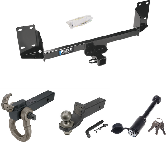 Fits 2007-2014 BMW X5 Trailer Hitch Tow PKG + Interlock Tactical Starter Kit w/ 2" Drop & 2" Ball + Tactical Hook & Shackle Mount + Tactical Dogbone Lock (Excludes: M Sport Package Models) By Reese Towpower