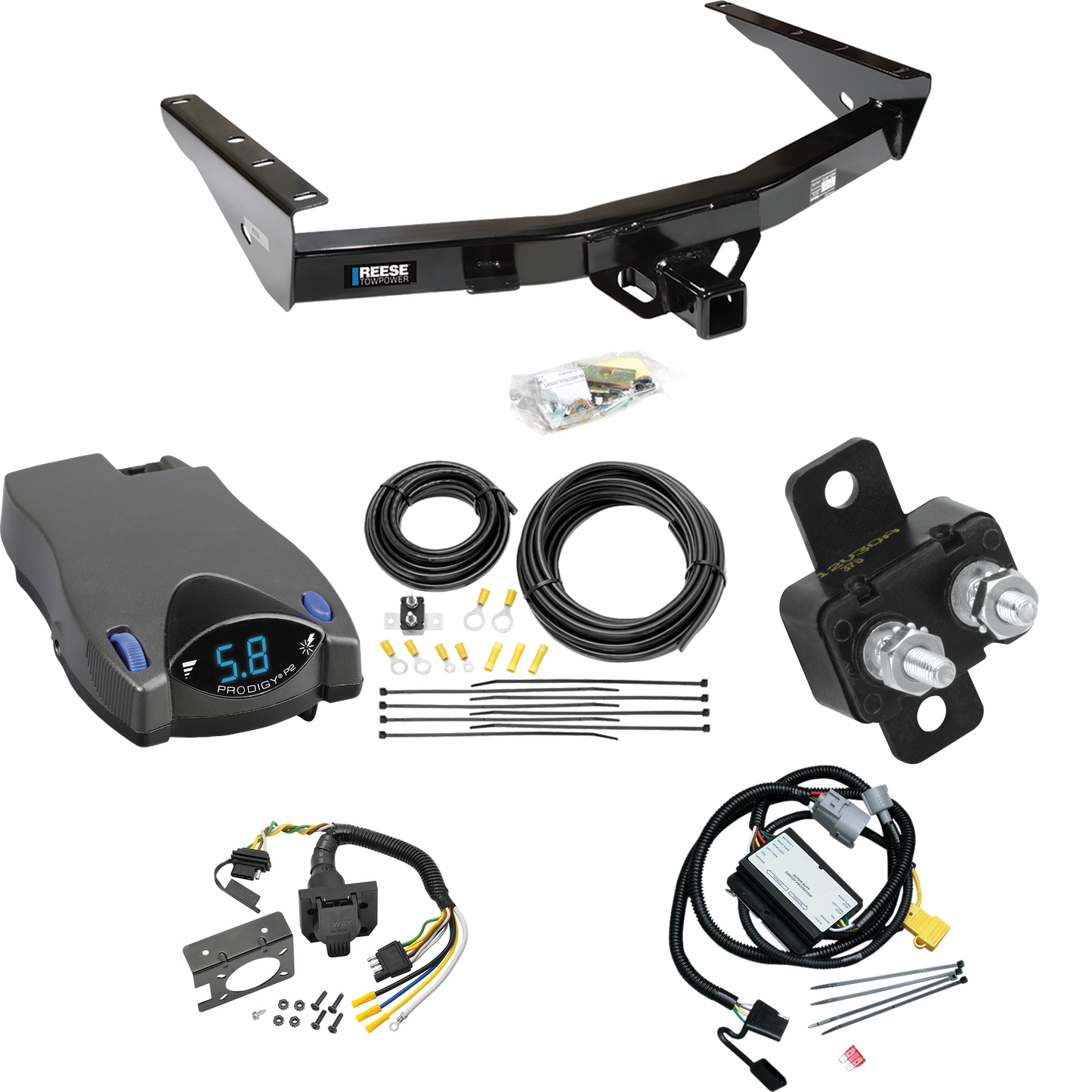 Fits 2001-2002 Toyota Tundra Trailer Hitch Tow PKG w/ Tekonsha Prodigy P2 Brake Control + 7-Way RV Wiring By Reese Towpower