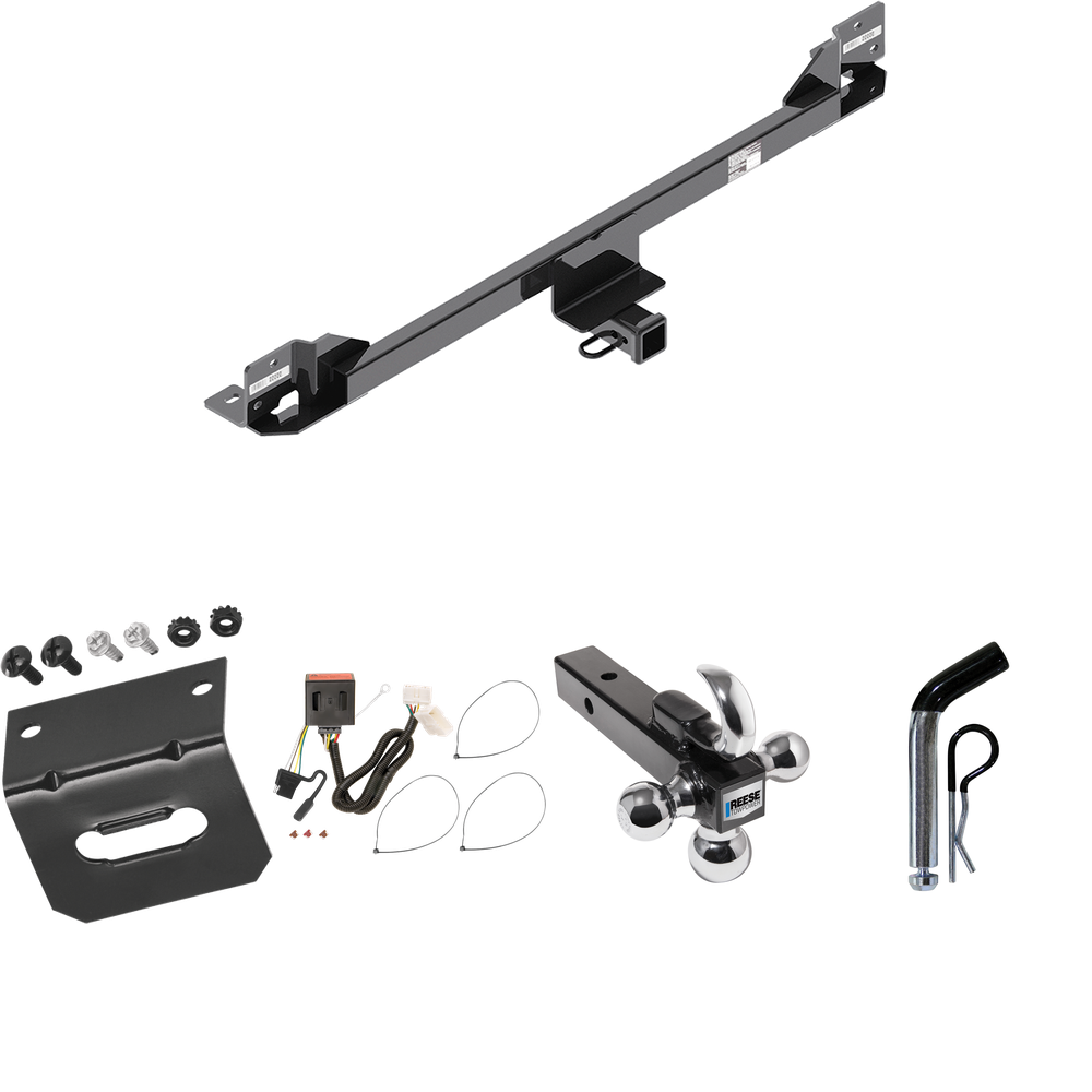 Fits 2011-2017 Honda Odyssey Trailer Hitch Tow PKG w/ 4-Flat Wiring Harness + Triple Ball Ball Mount 1-7/8" & 2" & 2-5/16" Trailer Balls w/ Tow Hook + Pin/Clip + Wiring Bracket By Draw-Tite