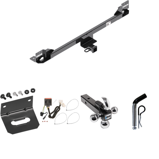 Fits 2011-2017 Honda Odyssey Trailer Hitch Tow PKG w/ 4-Flat Wiring Harness + Triple Ball Ball Mount 1-7/8" & 2" & 2-5/16" Trailer Balls w/ Tow Hook + Pin/Clip + Wiring Bracket By Draw-Tite