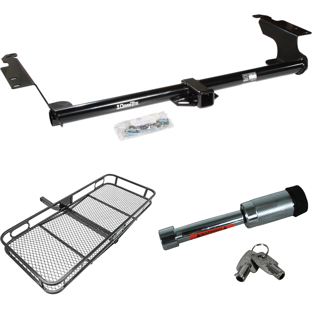 Fits 1999-2017 Honda Odyssey Trailer Hitch Tow PKG w/ 60" x 24" Cargo Carrier + Hitch Lock By Draw-Tite