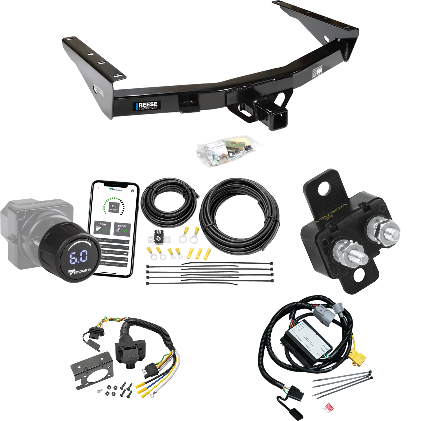 Fits 2001-2002 Toyota Tundra Trailer Hitch Tow PKG w/ Tekonsha Prodigy iD Bluetooth Wireless Brake Control + 7-Way RV Wiring By Reese Towpower