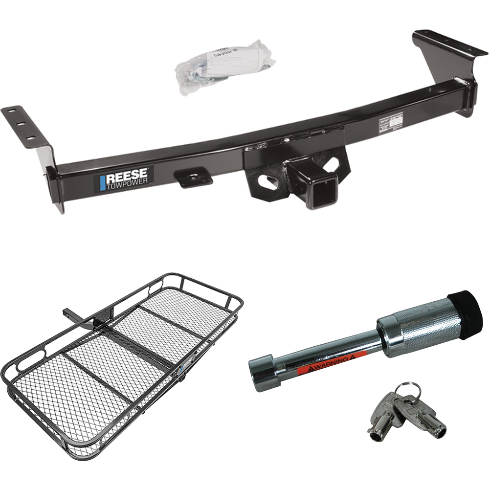 Fits 2005-2023 Nissan Frontier Trailer Hitch Tow PKG w/ 60" x 24" Cargo Carrier + Hitch Lock By Reese Towpower