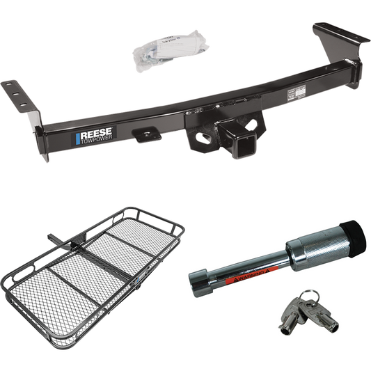 Fits 2005-2023 Nissan Frontier Trailer Hitch Tow PKG w/ 60" x 24" Cargo Carrier + Hitch Lock By Reese Towpower