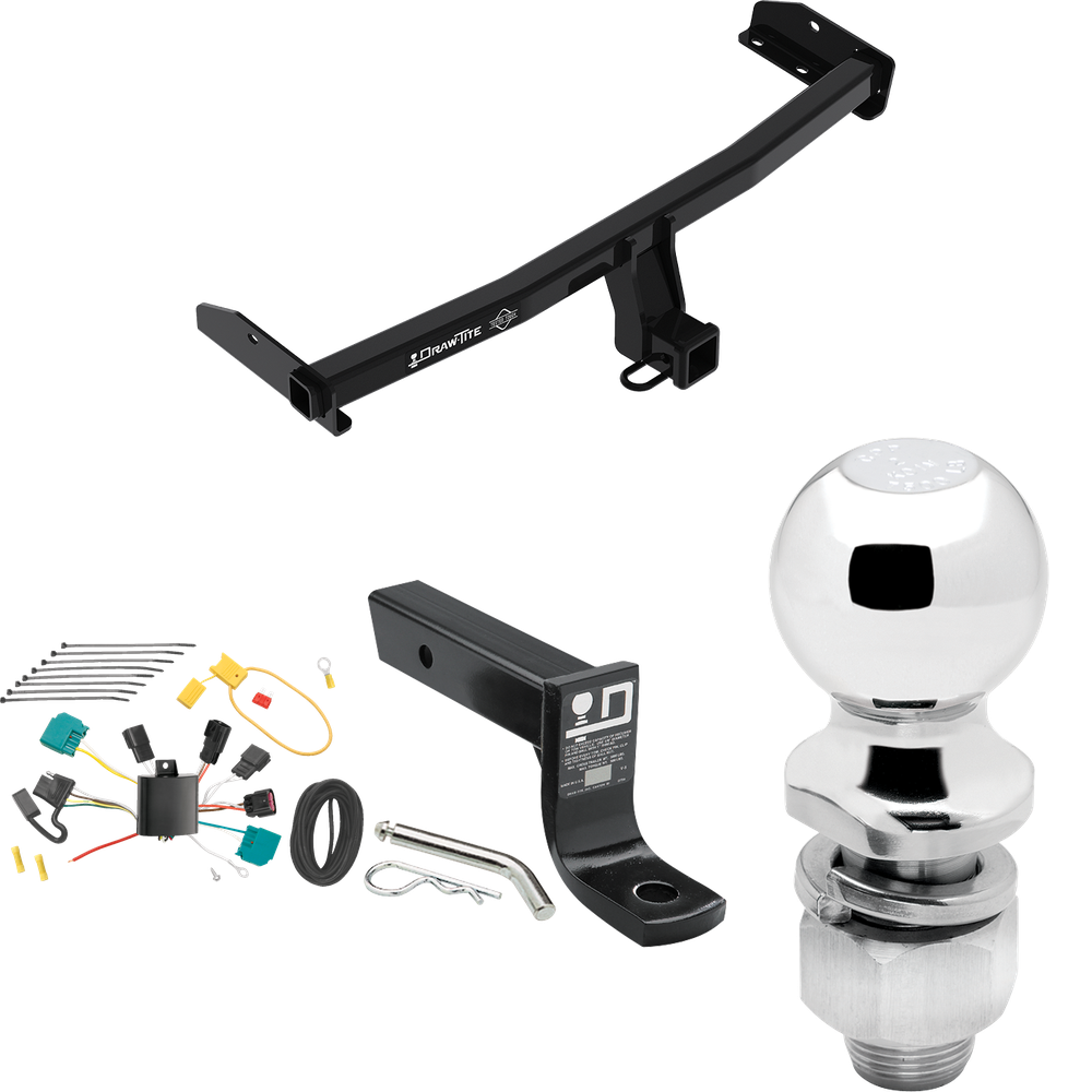 Fits 2009-2009 Dodge Journey Trailer Hitch Tow PKG w/ 4-Flat Wiring + Ball Mount w/ 4" Drop + 2" Ball By Draw-Tite