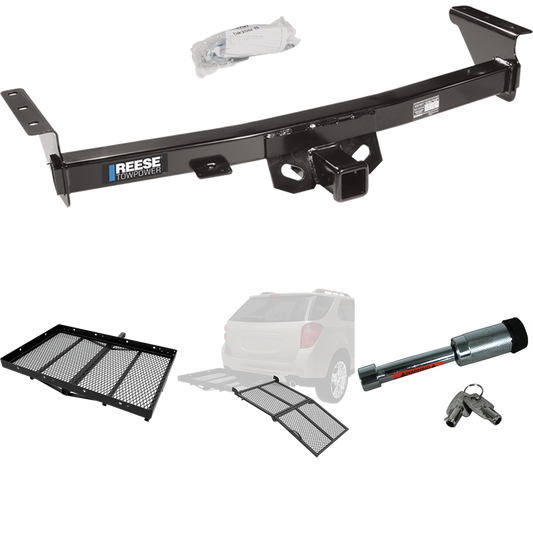 Fits 2009-2012 Suzuki Equator Trailer Hitch Tow PKG w/ Cargo Carrier + Bi-Fold Ramp + Hitch Lock (For w/Factory Tow Package Models) By Reese Towpower