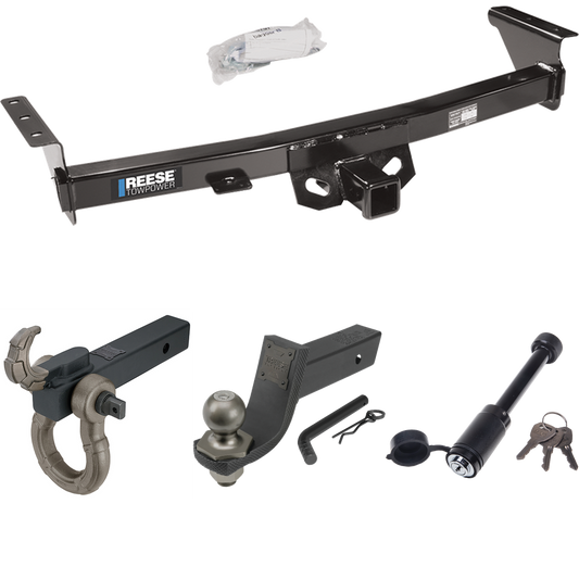 Fits 2009-2012 Suzuki Equator Trailer Hitch Tow PKG + Interlock Tactical Starter Kit w/ 3-1/4" Drop & 2" Ball + Tactical Hook & Shackle Mount + Tactical Dogbone Lock By Reese Towpower