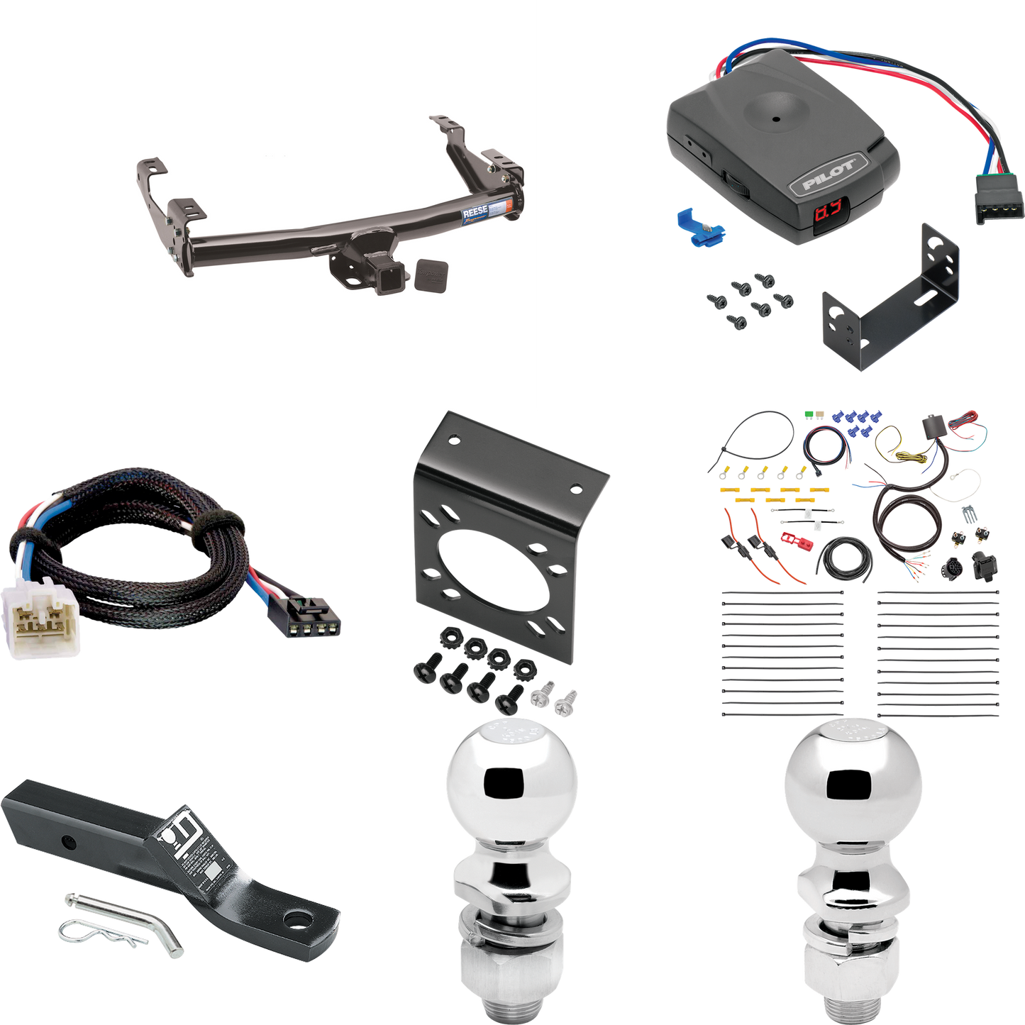 Fits 2003-2006 Toyota Tundra Trailer Hitch Tow PKG w/ Pro Series Pilot Brake Control + Plug & Play BC Adapter + 7-Way RV Wiring + 2" & 2-5/16" Ball & Drop Mount By Reese Towpower