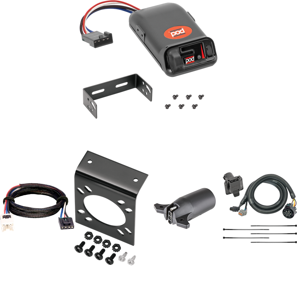 Se adapta al cableado de RV de 7 vías Suzuki Equator 2009-2012 + control de freno POD serie Pro + adaptador BC Plug &amp; Play + adaptador de 7 a 4 vías (para modelos con paquete de remolque de fábrica (solo Canadá)) de Tekonsha