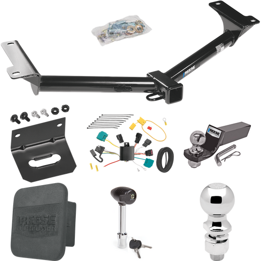 Fits 2009-2009 Dodge Journey Trailer Hitch Tow PKG w/ 4-Flat Wiring + Starter Kit Ball Mount w/ 2" Drop & 2" Ball + 2-5/16" Ball + Wiring Bracket + Hitch Lock + Hitch Cover By Reese Towpower