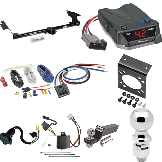 Se adapta al paquete de enganche de remolque Honda Odyssey 2005-2010 con control de freno Tekonsha BRAKE-EVN + adaptador de cableado BC genérico + cableado RV de 7 vías + soporte de bola y caída de 2" y 2-5/16" de Draw-Tite