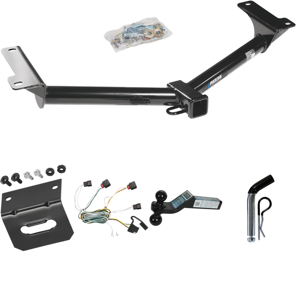 Fits 2010-2010 Dodge Journey Trailer Hitch Tow PKG w/ 4-Flat Wiring Harness + Dual Ball Ball Mount 2" & 2-5/16" Trailer Balls + Pin/Clip +  Wiring Bracket By Reese Towpower